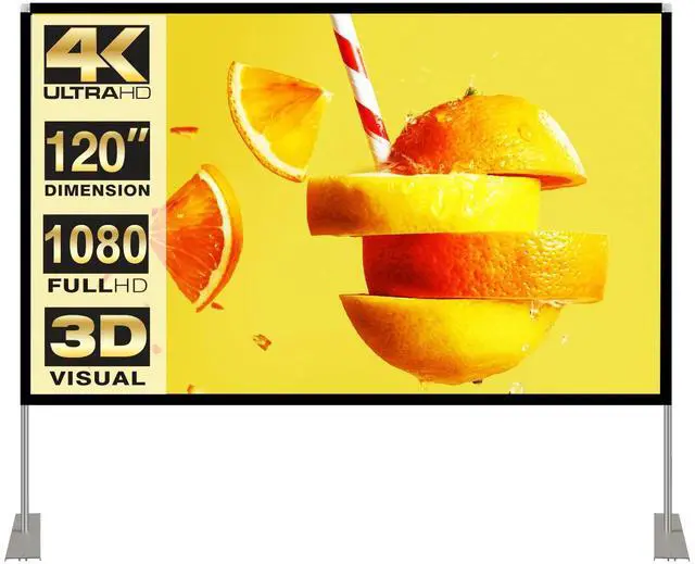 Main image of Projector Screen with Stand 120 inch 16:9 HD 4K Outdoor Indoor Projection Screen for Home Theater 3D Fast-Folding Projector Screen with Stand Legs and Carry Bag Projection Movie Wrinkle-Free