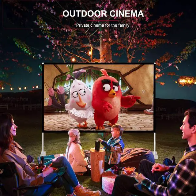 Alt view image 6 of 7 - Projector Screen with Stand 120 inch 16:9 HD 4K Outdoor Indoor Projection Screen for Home Theater 3D Fast-Folding Projector Screen with Stand Legs and Carry Bag Projection Movie Wrinkle-Free