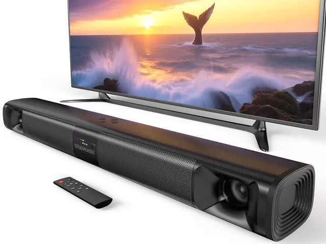 Main image of Sound Bar for Smart TV, 80W Soundbar with Four Woofers, Dual Horn Tweeters, 2.0 Channel TV Speaker, 2 in 1 Detachable Design, BT/ARC/AUX/Optical Connection, Surround Sound System for TV