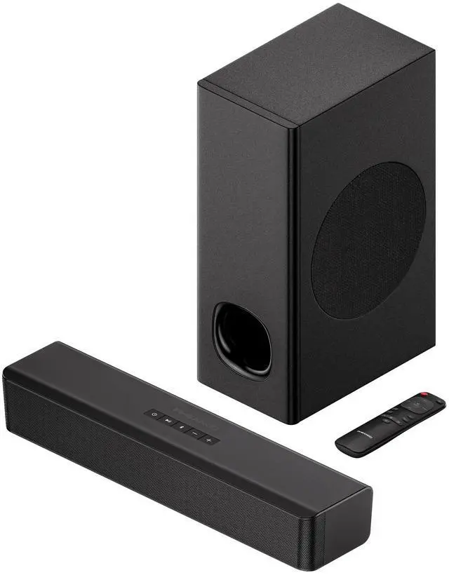 Main image of 2.1 Compact Sound Bars for TV with Subwoofer, HDMI ARC/Bluetooth 5.0/Optical/AUX/RCA Connection, Remote Control, Adjustable Bass, Wall Mountable P15, 140W, 16 inch, Black