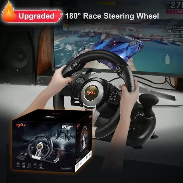 Alt view image 5 of 6 - PC Racing Wheel, V3 PRO 180 Degree Universal USB Car Sim Game Steering Wheel with Pedals for Xbox One, Xbox Series S/X, PS3, PS4, Switch