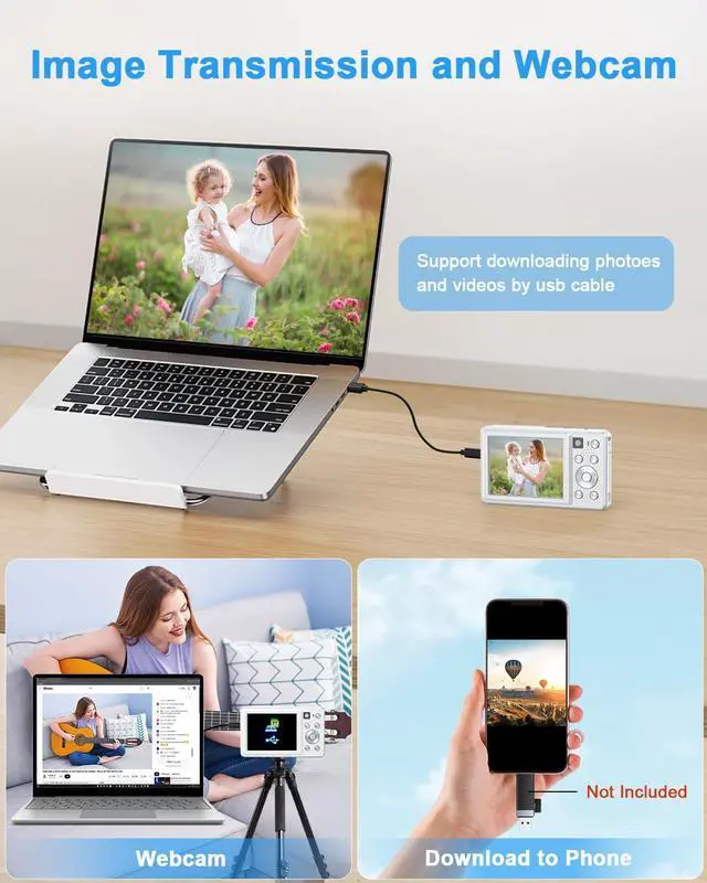 Alt view image 5 of 7 - Digital Camera, 4K 64MP Cameras for Photography, Point and Shoot Digital Camera with Auto Focus, Dual Camera, Flash, 16X Zoom, Anti Shake, 32GB Card, Compact Vlogging Camera for Teens, Adults