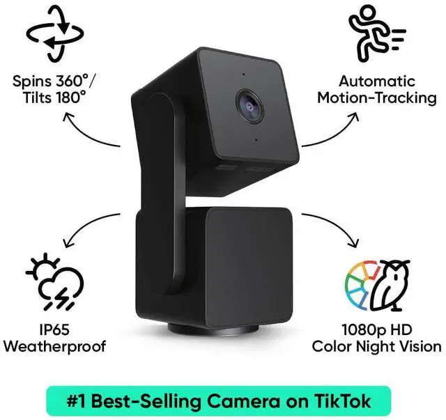 Alt view image 2 of 4 - Cam Pan v3 Indoor/Outdoor IP65 1080P 360° Pan/Tilt/Zoom WiFi Smart Home Security Camera, Motion Tracking for Baby/Pet, Color Night Vision, Works with Alexa&Google Assistant, Free Expert Setup