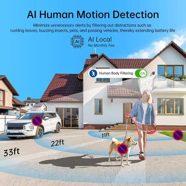 Alt view image 6 of 7 - Security Cameras Wireless Outdoor 2K: Battery Powered WiFi Camera with AI Motion Detection for Home - Color Night Vision Spotlight Siren Alarm 2-Way Talk IP65 Waterproof Cloud TF Storage 2-Pack