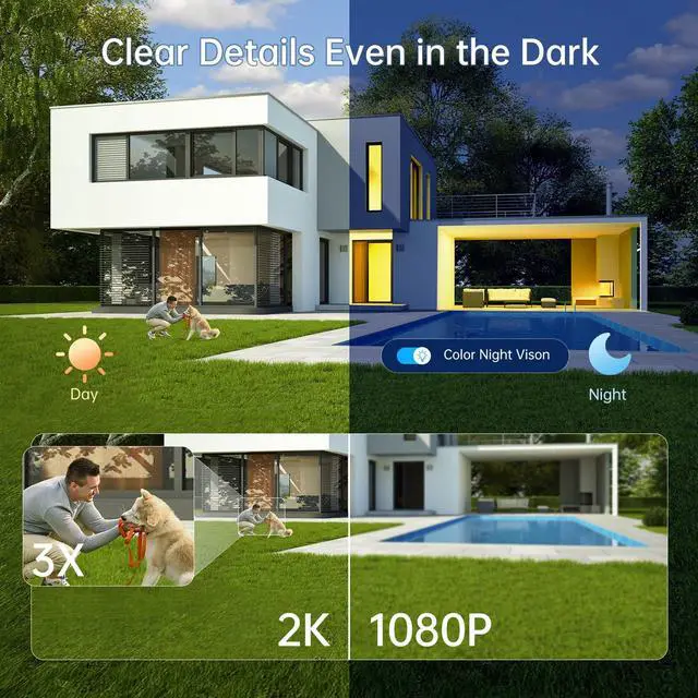 Alt view image 5 of 7 - Security Cameras Wireless Outdoor 2K: Battery Powered WiFi Camera with AI Motion Detection for Home - Color Night Vision Spotlight Siren Alarm 2-Way Talk IP65 Waterproof Cloud TF Storage 2-Pack