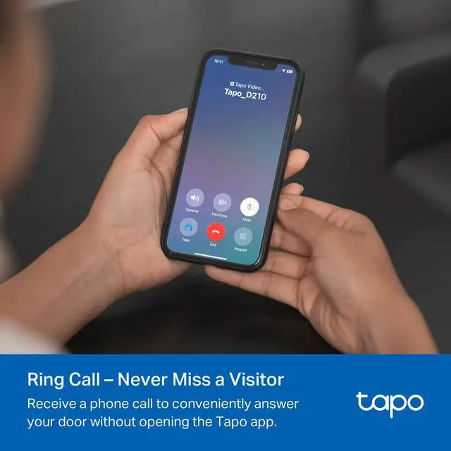 Alt view image 5 of 7 - Tapo 2K Wireless Smart Video Doorbell with Chime - 160° Ultra-Wide View,Person Detection,Ring Call, 2-Way Audio,Subscription-Free Local Storage/Optional Cloud,Motion Only Alert, Works with Alexa, D210