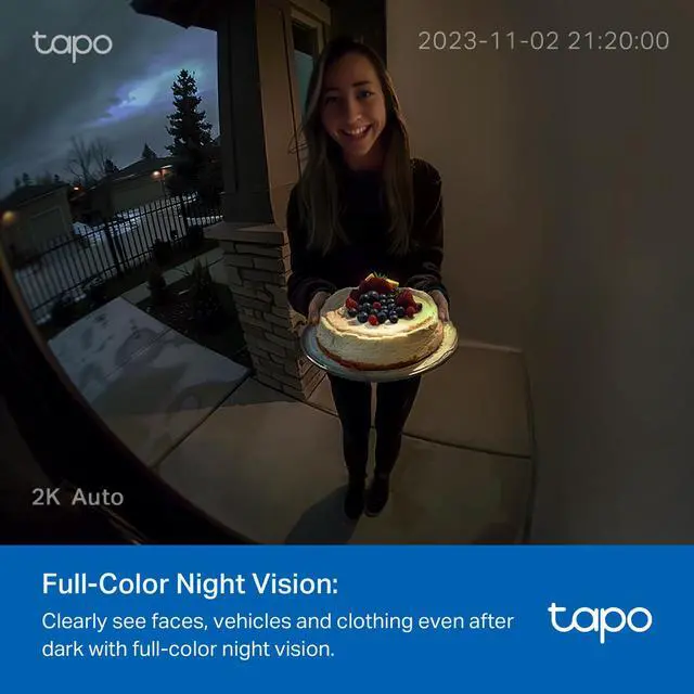 Alt view image 7 of 7 - Tapo 2K Wireless Smart Video Doorbell with Chime - 160° Ultra-Wide View,Person Detection,Ring Call, 2-Way Audio,Subscription-Free Local Storage/Optional Cloud,Motion Only Alert, Works with Alexa, D210