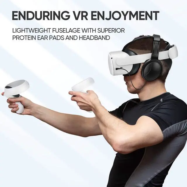 Alt view image 2 of 6 - VR Gaming Headphones for Quest 2/Quest 3 Increase VR Immersion, Custom Length Cable, Optimized Gaming Audio Driver, Memory Protein Ear Pads Noise Isolating and Other Accessories