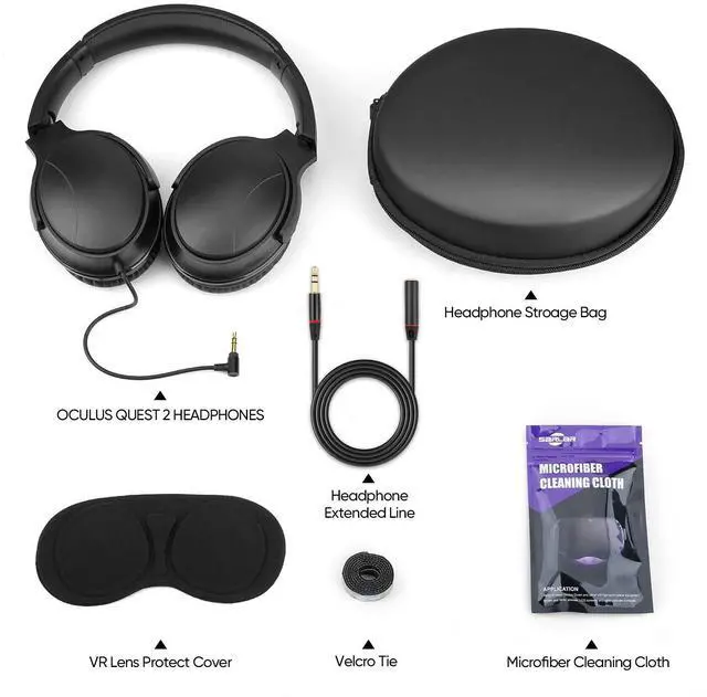 Alt view image 5 of 6 - VR Gaming Headphones for Quest 2/Quest 3 Increase VR Immersion, Custom Length Cable, Optimized Gaming Audio Driver, Memory Protein Ear Pads Noise Isolating and Other Accessories