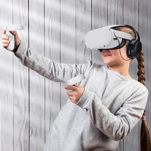 Alt view image 6 of 6 - VR Gaming Headphones for Quest 2/Quest 3 Increase VR Immersion, Custom Length Cable, Optimized Gaming Audio Driver, Memory Protein Ear Pads Noise Isolating and Other Accessories
