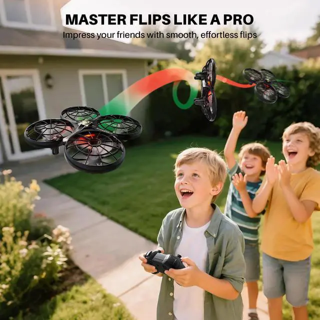 Alt view image 4 of 7 - Drone for Kids 8-12 with Automatic Obstacle Avoidance, 20 Mins Flight Time(2 Batteries), One-Key 360°Flips and Altitude Hold, Safe Flying Toys for Boys and Girls