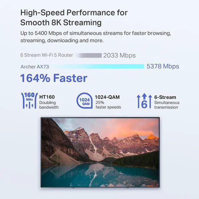 Alt view image 2 of 6 - AX5400 WiFi 6 Router (Archer AX73)- Dual Band Gigabit Wireless Internet Router for Streaming, Long Range Coverage