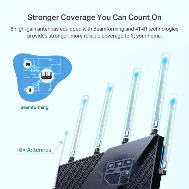 Alt view image 3 of 6 - AX5400 WiFi 6 Router (Archer AX73)- Dual Band Gigabit Wireless Internet Router for Streaming, Long Range Coverage