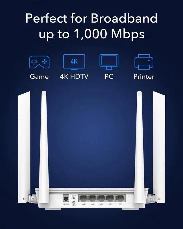 Alt view image 6 of 7 - WR3000S AX3000 Dual Band WiFi 6 Mesh Router, 5 Gigabit Ethernet RJ45 Ports, 4 Antennas, MU-MIMO, OpenVPN, Wireguard, Zerotier, Ipsec VPN, Cloud APP