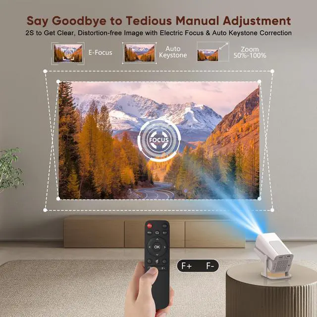 Alt view image 2 of 6 - [Built-in Apps & Electric Focus] Smart Mini Projector with WiFi and Bluetooth, 270°Rotatable Portable Movie Projector 1080P Support, Auto Keystone Proyector for Smartphone/TV Stick/Laptop/HDMI