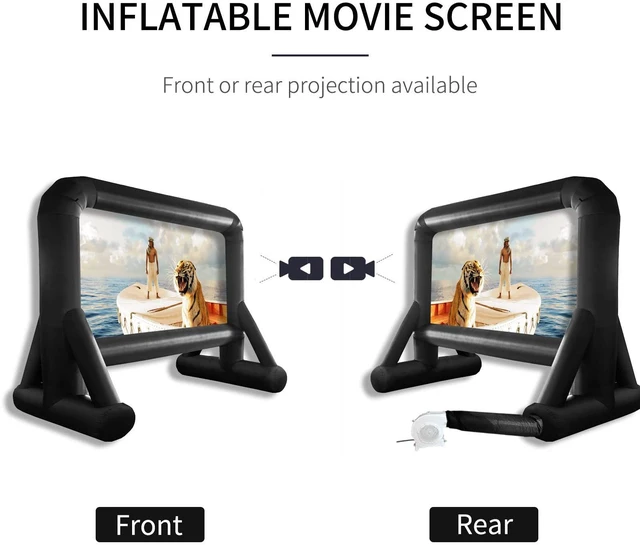 Alt view image 3 of 7 - 16 FT Inflatable Projector Screen for Outdoor Movies - Easy Setup Blow-Up Screen with Quiet Fan for Outdoor Movie Nights, Backyard Events, and Parties (Dual Support)