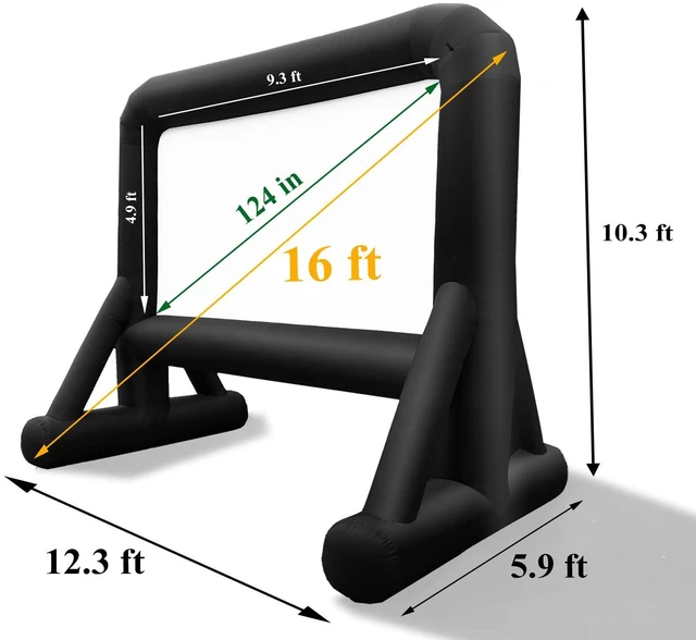 Alt view image 7 of 7 - 16 FT Inflatable Projector Screen for Outdoor Movies - Easy Setup Blow-Up Screen with Quiet Fan for Outdoor Movie Nights, Backyard Events, and Parties (Dual Support)