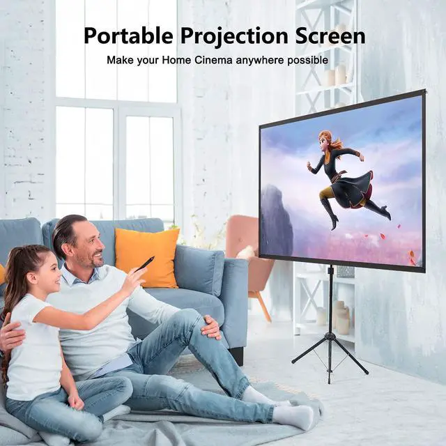 Alt view image 7 of 7 - Projector Screen with Stand, Portable Projector Screen and Stand, 60 Inch 16:9, Outdoor Projection Screen, Aluminium Frame, Lightweight and Compact, Easy Setup, Idea for Home Cinema, Backyard Party.