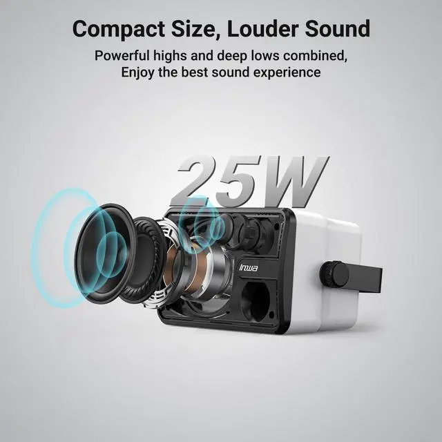 Alt view image 3 of 6 - Upgraded Bluetooth Outdoor Speakers, IPX5 Waterproof Wall Mount Speaker, Powerful Bass, Wireless Sync Up to 100 Speakers, Indoor/Outdoor Sound System for Patio/Porch/Gazebo/Garage(MZ-632, 2 PCS)