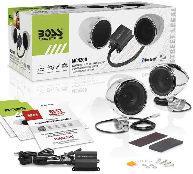 Alt view image 6 of 6 - MC420B 3 Inch Motorcycle Speakers and Amplifier Audio Sound System  Class D Compact Amplifier, Weatherproof, Volume Control, ATV UTV Compatible, For Stereo, Tweeters