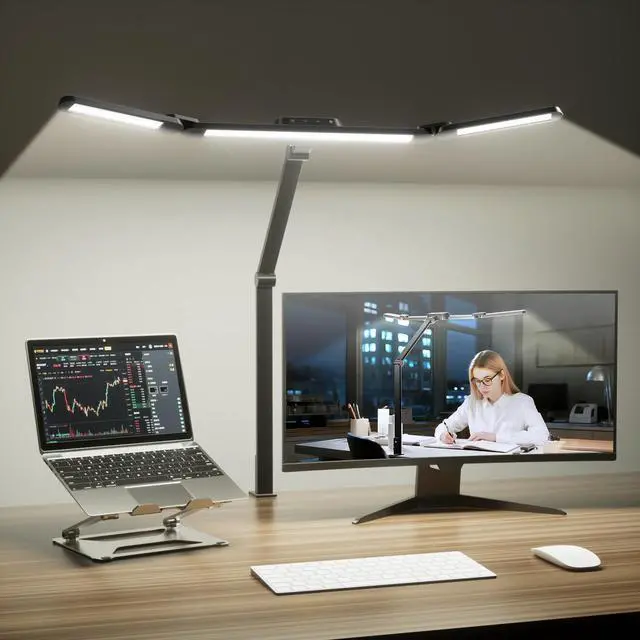 Main image of HJ3 LED Architect Task Lamp with Clamp, 22W Bright Desk Light with Eye-Caring 4 Color Modes and Stepless Dimming, Adjustable Arm Clip On Light for Home Office, Computer, Workbench and Study