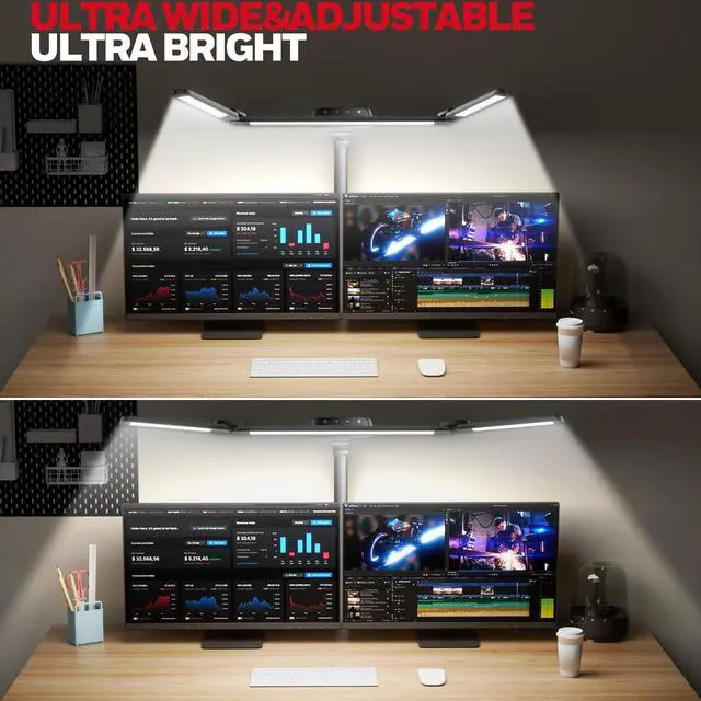 Alt view image 2 of 7 - HJ3 LED Architect Task Lamp with Clamp, 22W Bright Desk Light with Eye-Caring 4 Color Modes and Stepless Dimming, Adjustable Arm Clip On Light for Home Office, Computer, Workbench and Study