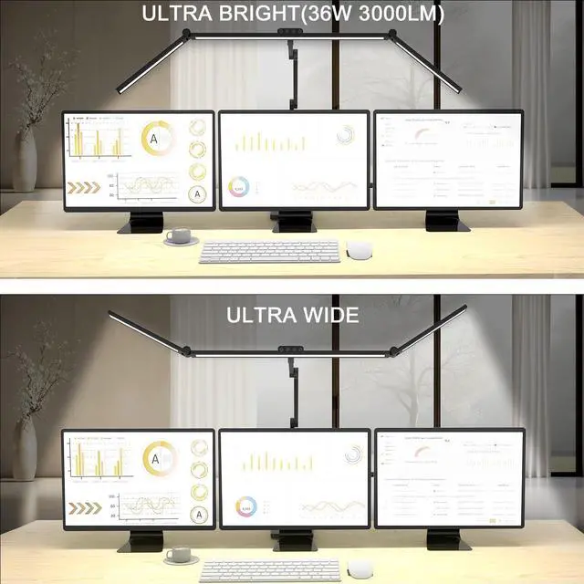 Alt view image 2 of 6 - 36W 3000LM Ultra Bright Architect Desk Lamp with Base, 47.4Inches Wide Tall Overhead Desk Light for Home Office, Dimmable Table Light with Remote for Desktop Working,Drafting,Reading