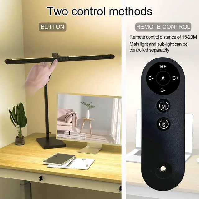 Alt view image 3 of 6 - 36W 3000LM Ultra Bright Architect Desk Lamp with Base, 47.4Inches Wide Tall Overhead Desk Light for Home Office, Dimmable Table Light with Remote for Desktop Working,Drafting,Reading