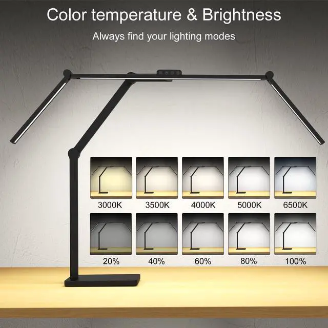 Alt view image 5 of 6 - 36W 3000LM Ultra Bright Architect Desk Lamp with Base, 47.4Inches Wide Tall Overhead Desk Light for Home Office, Dimmable Table Light with Remote for Desktop Working,Drafting,Reading