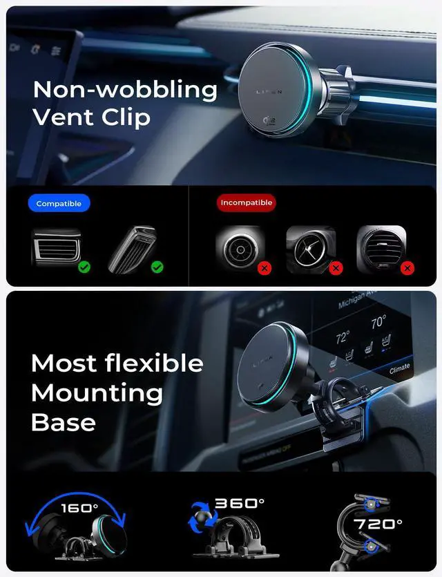 Alt view image 5 of 6 - for Qi2.2 25W MagSafe Car Mount Charger[Top Spec with Cooling Fan95W Custom Adapter] iPhone 17 Pro Max Car Charger Fast Charging for iPhone 17 Pro Max Plus Air 16-12 Series,Pixel 10 Pro XL