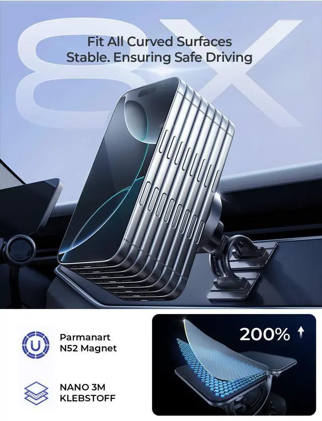 Alt view image 6 of 6 - for Qi2.2 25W MagSafe Car Mount Charger[Top Spec with Cooling Fan95W Custom Adapter] iPhone 17 Pro Max Car Charger Fast Charging for iPhone 17 Pro Max Plus Air 16-12 Series,Pixel 10 Pro XL