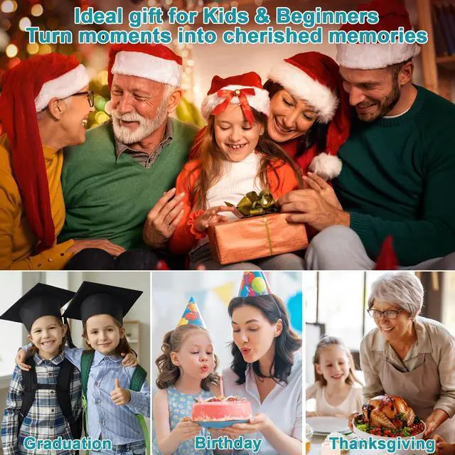 Alt view image 6 of 7 - Digital Camera, Camera for Kids, UHD 4K 48MP Point and Shoot Digital Cameras with 64GB SD Card and 16X Digital Zoom Anti Shake, Compact Portable Small Gift for Boys Girls Students, Black