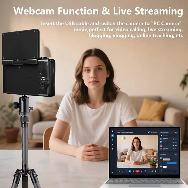 Alt view image 6 of 7 - 16X Zoom 4K Digital Camera for Photography and Video, Point and Shoot Digital Cameras with Flip Screen, Small Digital Camera with Wifi and Bluetooth, Vlogging Camera for Youtube Video Recording(White)