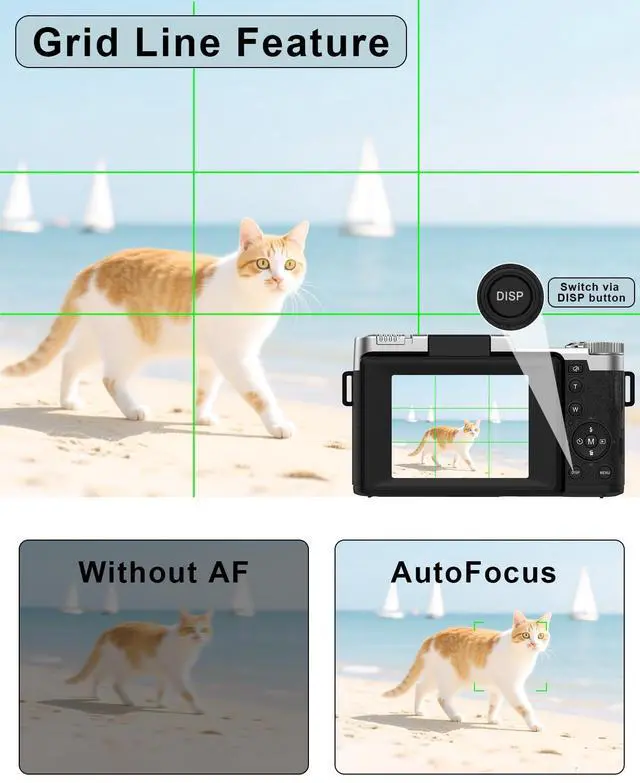 Alt view image 6 of 7 - Digital Camera, 4K 64MP Cameras for Photography with 64GB Card, 18X Zoom Autofoucs Vlogging Camera for YouTube with 180° Flip Screen, Compact Vlog Travel Camera Kit for Beginner, Teens