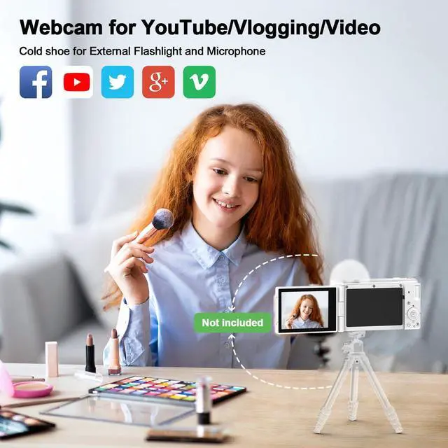 Alt view image 3 of 7 - 4K Digital Camera for Photography, 72MP Vlogging Camera for YouTube, Autofocus Digital Cameras with 270° Flip Screen, 18X Digital Zoom Point and Shoot Cameras with 64GB TF Card & Battery, Carry Bag