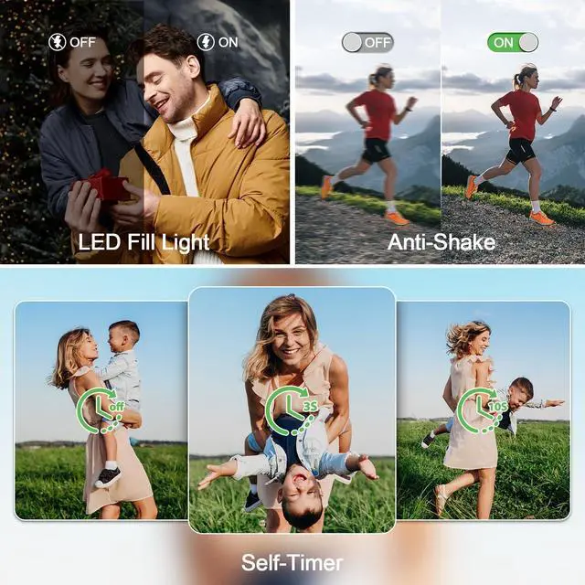 Alt view image 5 of 7 - 4K Digital Camera for Photography, 72MP Vlogging Camera for YouTube, Autofocus Digital Cameras with 270° Flip Screen, 18X Digital Zoom Point and Shoot Cameras with 64GB TF Card & Battery, Carry Bag