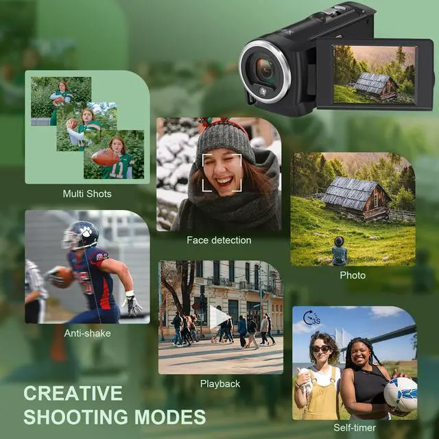 Alt view image 6 of 7 - 2.7K Video Camera Camcorder QHD 50MP YouTube Vlogging Camera 16X Digital Zoom Webcam 270 Degree Rotation Screen Camcorders with 32G SD Card and 2 Batteries Recording While Charging