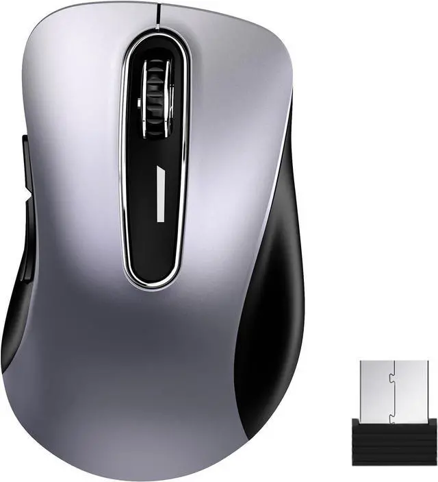 Main image of 2.4G Wireless Mouse, 1400 DPI Mobile Optical Cordless Mouse with USB Receiver, Portable Computer Mice Wireless Mice for Laptop, PC, Desktop, MacBook, 5 Buttons (Gunmetal)