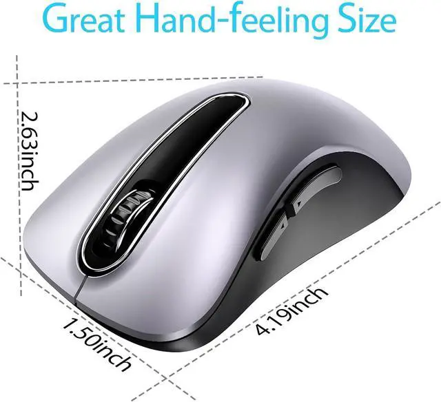 Alt view image 5 of 5 - 2.4G Wireless Mouse, 1400 DPI Mobile Optical Cordless Mouse with USB Receiver, Portable Computer Mice Wireless Mice for Laptop, PC, Desktop, MacBook, 5 Buttons (Gunmetal)