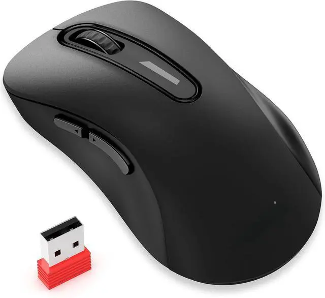 Main image of 2.4G Wireless Mouse, 1400 DPI Computer Mice with USB Receiver, Portable Wireless USB Battery Powered Cordless Mouse for Laptop, PC, Desktop, 5 Buttons (Matte Black)