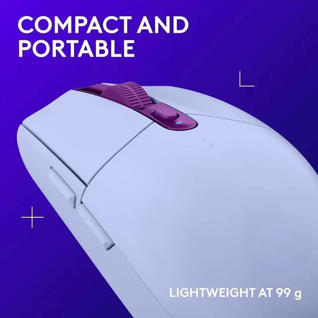 Alt view image 5 of 6 - G305 LIGHTSPEED Wireless Gaming Mouse, Hero 12K Sensor, 12,000 DPI, Lightweight, 6 Programmable Buttons, 250h Battery Life, On-Board Memory, PC/Mac - Lilac