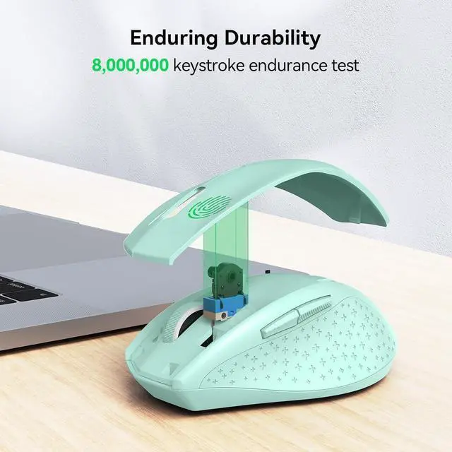 Alt view image 5 of 5 - Wireless Mouse, 2.4G USB Computer Mouse with 6-Level Adjustable 4800 DPI, 30 Months Battery, Ergonomic Grips, 6 Buttons Portable for PC, Chromebook, Mac - Green