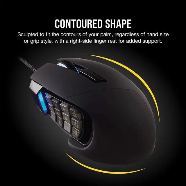 Alt view image 5 of 6 - SCIMITAR RGB ELITE Wired MOBA/MMO Gaming Mouse  18,000 DPI  17 Programmable Buttons  iCUE Compatible  PC, Mac, PS5, PS4, Xbox  Black