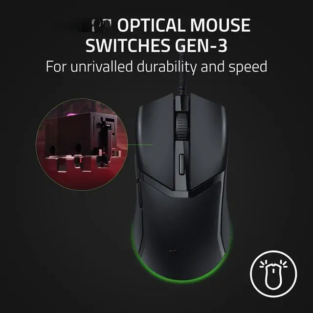 Alt view image 3 of 6 - Cobra Wired Gaming Mouse: 58g Lightweight Design - Gen-3 Optical Switches - Chroma RGB Lighting with Underglow - Precise 8500 DPI Optical Sensor - 100% PTFE Mouse Feet - Speedflex Cable - Black