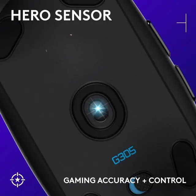 Alt view image 2 of 5 - G305 LIGHTSPEED Wireless Gaming Mouse, Hero 12K Sensor, 12,000 DPI, Lightweight, 6 Programmable Buttons, 250h Battery Life, On-Board Memory, PC/Mac - Black