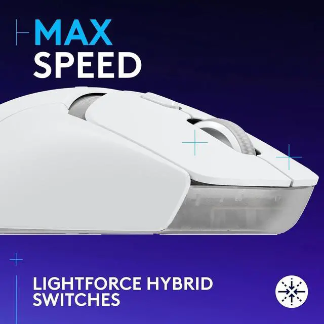 Alt view image 2 of 5 - G309 Lightspeed Wireless Gaming Mouse, Lightweight, LIGHTFORCE Switches, Hero 25K Sensor, 300+ hr Battery, 6 Programmable Buttons, PC & Mac - White