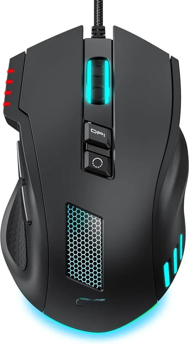 Main image of Wired Gaming Mouse, 12,800 DPI RGB Ergonomic Computer Mouse with Optical Sensor, 8 Programmable Buttons, 12 Backlit Modes, Software for DIY Keybinds, Rapid Fire, USB Gaming Mice for Laptop, PC