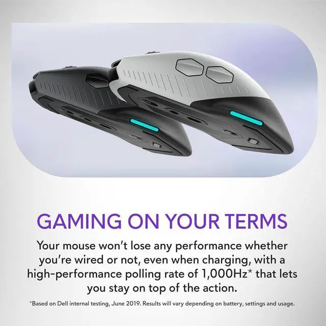 Alt view image 2 of 4 - Wired/Wireless Gaming Mouse AW610M - 16000 DPI, Optical Sensor, Ambidextrous, 7 Buttons, 3-ZONE 16.8m AlienFX RGB Lighting, Edge-Free Design, Ergonomic - Lunar Light
