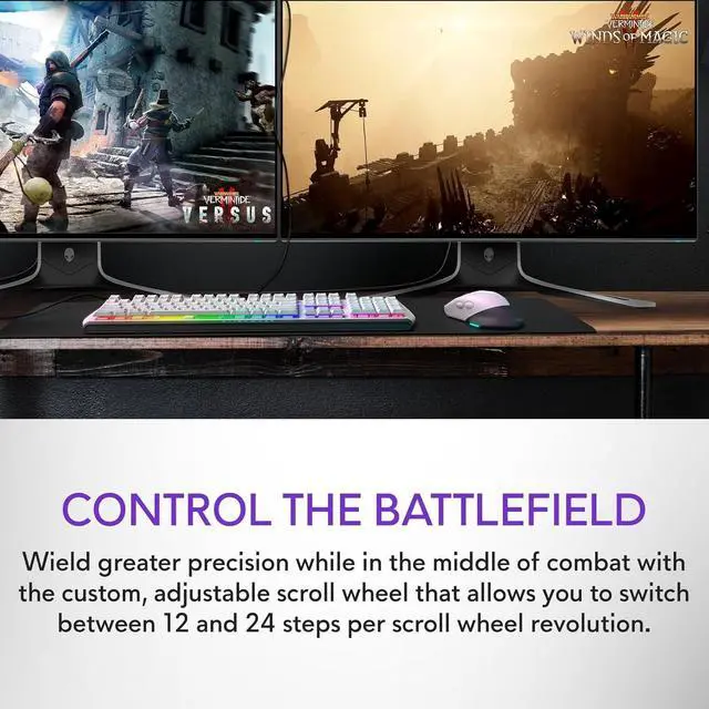 Alt view image 3 of 4 - Wired/Wireless Gaming Mouse AW610M - 16000 DPI, Optical Sensor, Ambidextrous, 7 Buttons, 3-ZONE 16.8m AlienFX RGB Lighting, Edge-Free Design, Ergonomic - Lunar Light