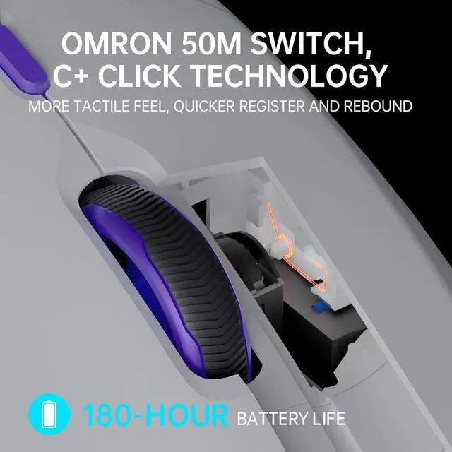 Alt view image 3 of 5 - VT9PRO 4K Wireless Gaming Mouse, PAW 3398 Sensor, 26000 DPI, 4KHz Polling Rate, 0.25ms Response Time, Lightweight, 10 Programmable Buttons, 180h Battery Life, On-Board Memory, PC - White